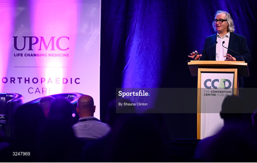27 September 2025; MC Ger Gilroy, Newstalk Radio, during the UPMC Orthopaedic Care and Sports Medicine Conference at The Convention Centre in Dublin. Photo by Shauna Clinton/Sportsfile