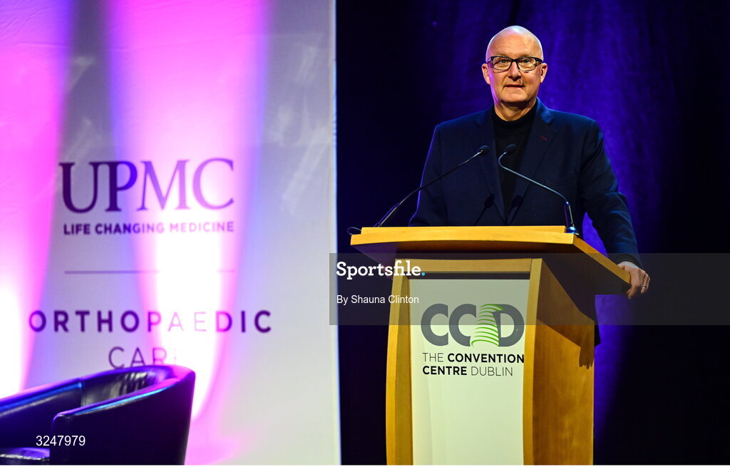 27 September 2025; Joel Nelson, UPMC executive vice president, UPMC international president, UMPC chief clinical officer, during the UPMC Orthopaedic Care and Sports Medicine Conference at The Convention Centre in Dublin. Photo by Shauna Clinton/Sportsfile
