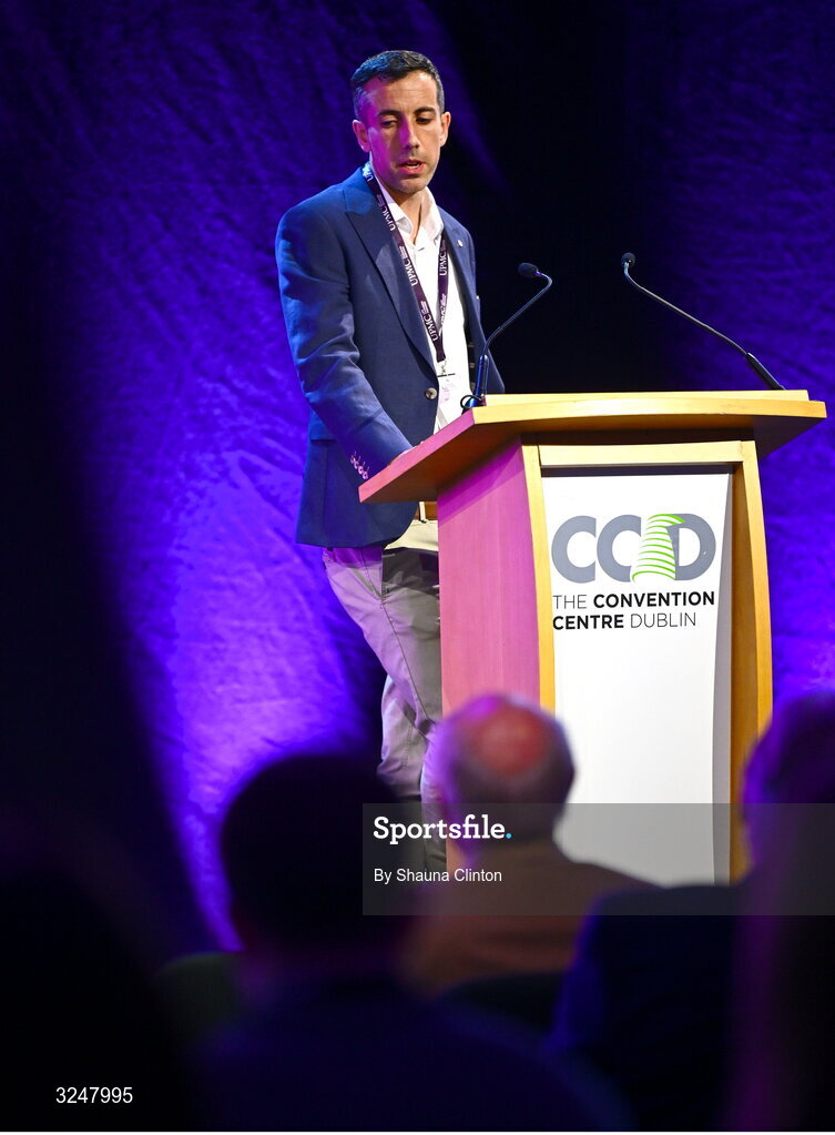 27 September 2025; UPMC Concussion Clinical Specialist John Courell during the UPMC Orthopaedic Care and Sports Medicine Conference at The Convention Centre in Dublin. Photo by Shauna Clinton/Sportsfile
