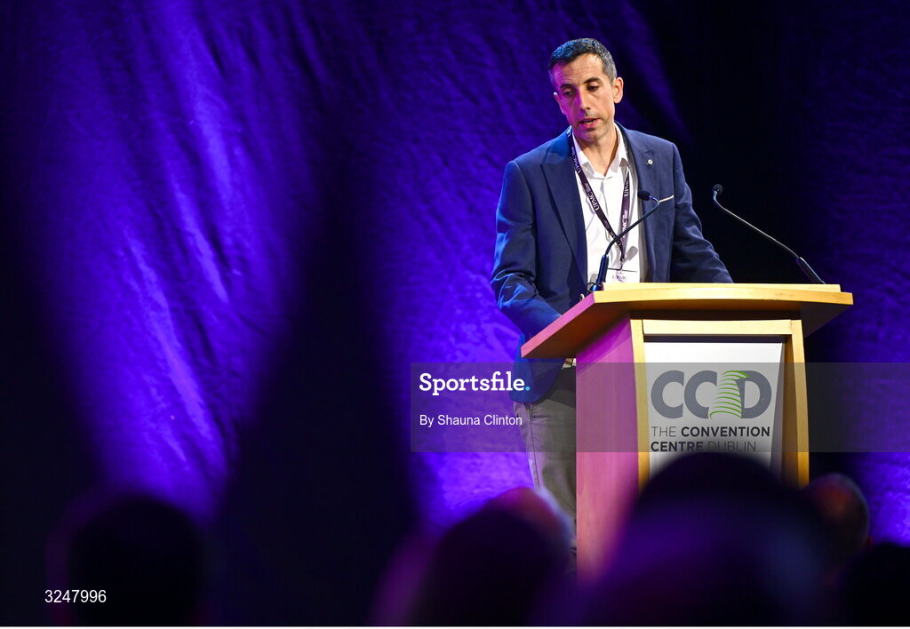 27 September 2025; UPMC Concussion Clinical Specialist John Courell during the UPMC Orthopaedic Care and Sports Medicine Conference at The Convention Centre in Dublin. Photo by Shauna Clinton/Sportsfile