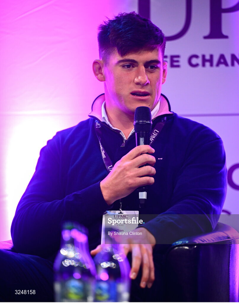27 September 2025; Irish Rugby international and Leinster player Dan Sheehan during the UPMC Orthopaedic Care and Sports Medicine Conference at The Convention Centre in Dublin. Photo by Shauna Clinton/Sportsfile