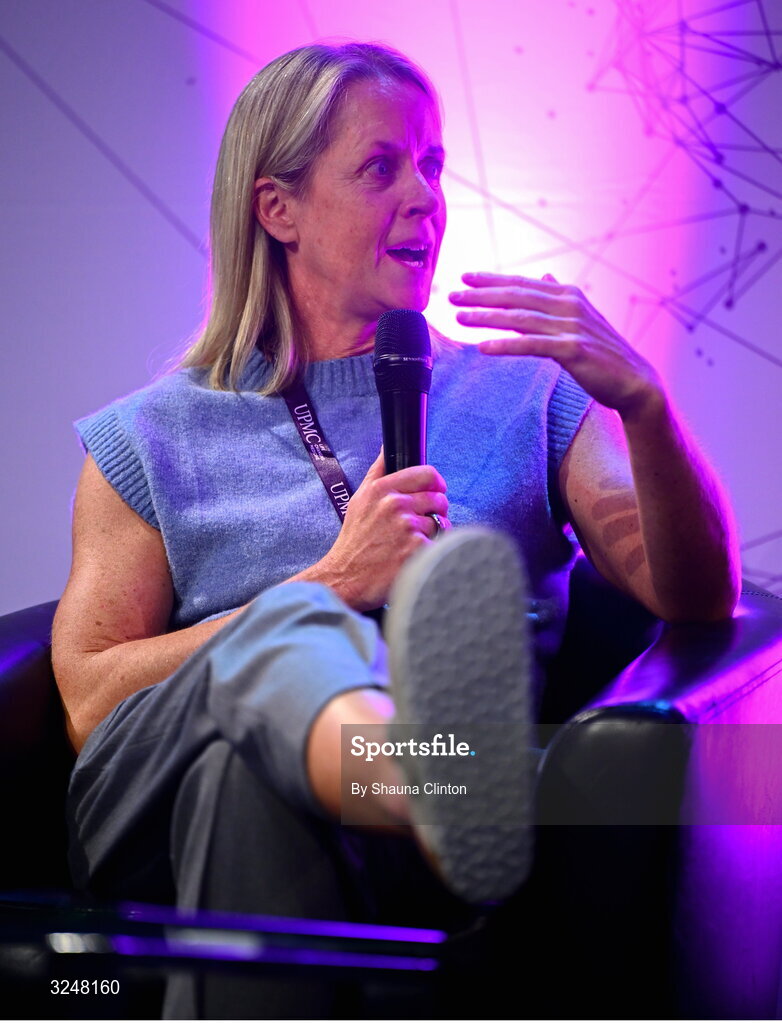 27 September 2025; IRFU specialist rehabilitation physiotherapist Emma Gallivan during the UPMC Orthopaedic Care and Sports Medicine Conference at The Convention Centre in Dublin. Photo by Shauna Clinton/Sportsfile