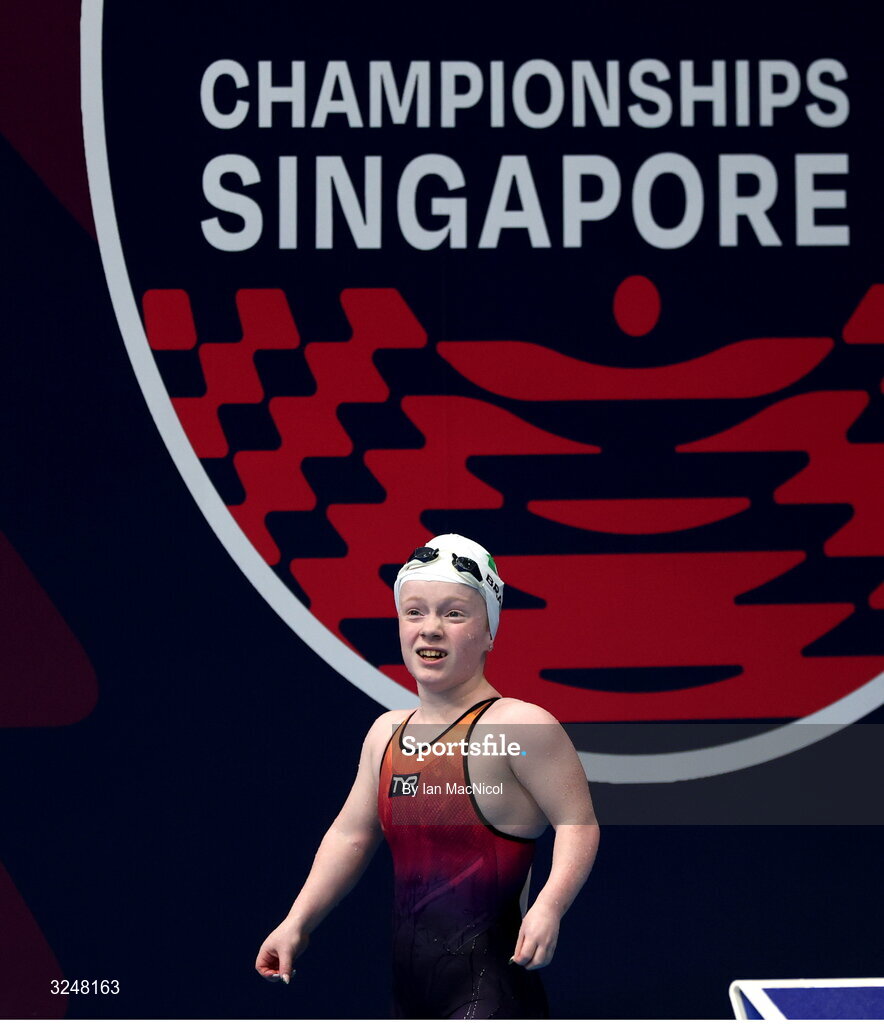 27 September 2025; Dearbhaile Brady of team Ireland before the final of the Women’s 50m Butterfly S6 during day seven of the Toyota World Para Swimming Championships at the OCBC Aquatic Centre in Singapore. Photo by Ian MacNicol/Sportsfile