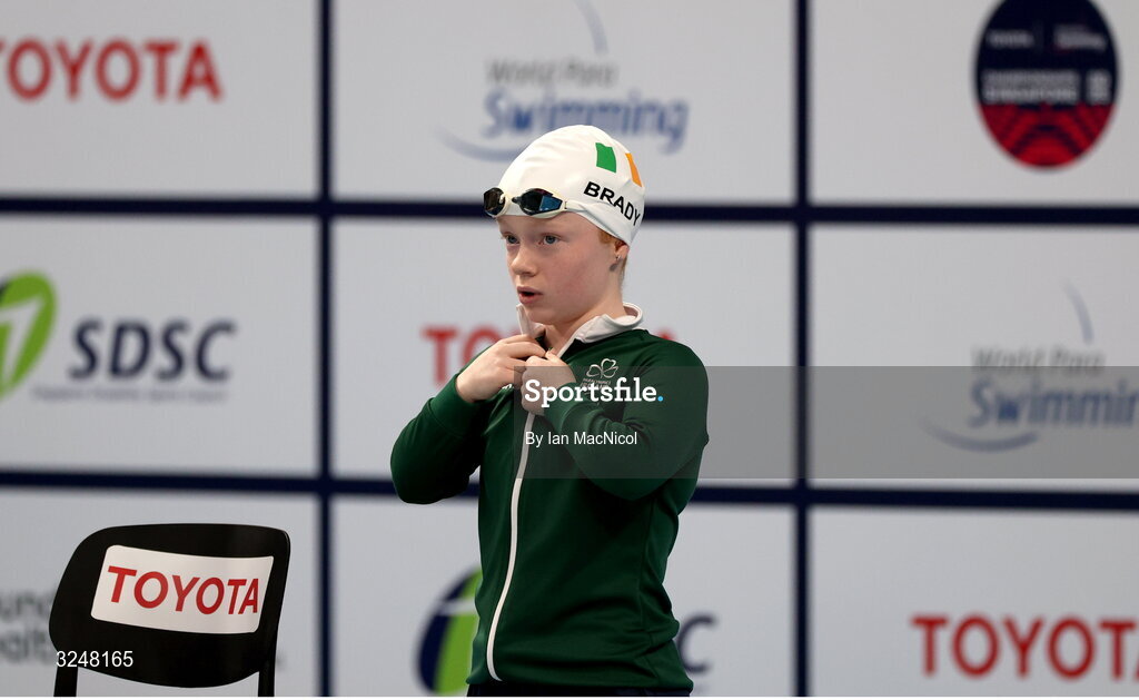 27 September 2025; Dearbhaile Brady of team Ireland before the final of the Women’s 50m Butterfly S6 during day seven of the Toyota World Para Swimming Championships at the OCBC Aquatic Centre in Singapore. Photo by Ian MacNicol/Sportsfile
