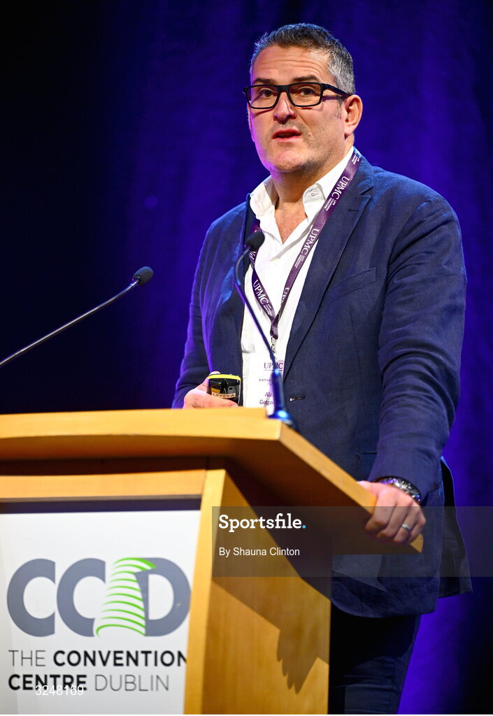 27 September 2025; Chief of Surgery at Aspetar Sport Medicine Hospital, Doha, Qatar, Alan Getgood during the UPMC Orthopaedic Care and Sports Medicine Conference at The Convention Centre in Dublin. Photo by Shauna Clinton/Sportsfile