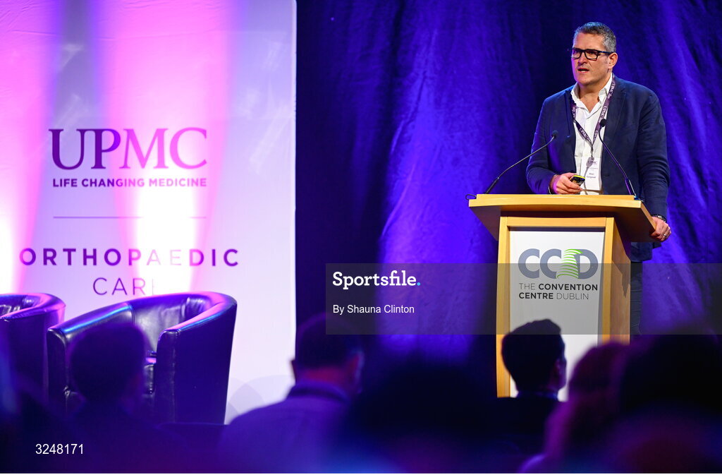 27 September 2025; Chief of Surgery at Aspetar Sport Medicine Hospital, Doha, Qatar, Alan Getgood during the UPMC Orthopaedic Care and Sports Medicine Conference at The Convention Centre in Dublin. Photo by Shauna Clinton/Sportsfile