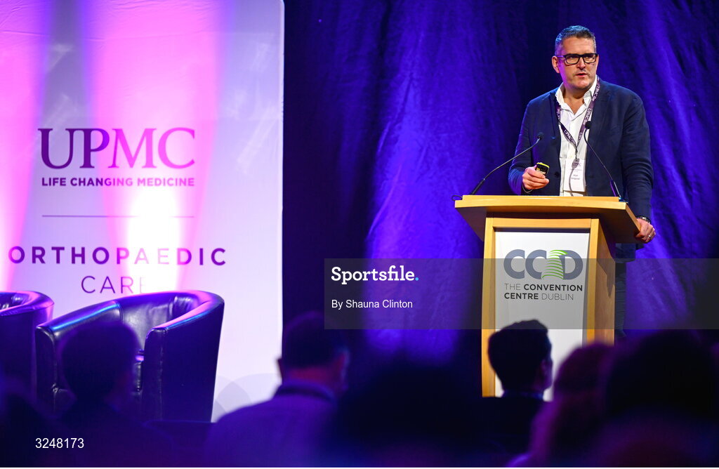 27 September 2025; Chief of Surgery at Aspetar Sport Medicine Hospital, Doha, Qatar, Alan Getgood during the UPMC Orthopaedic Care and Sports Medicine Conference at The Convention Centre in Dublin. Photo by Shauna Clinton/Sportsfile