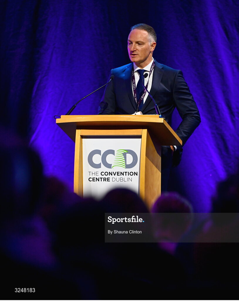 27 September 2025; UPMC Whitfield Hospital consultant orthopaedic surgeon Mr Fiachra Rowan during the UPMC Orthopaedic Care and Sports Medicine Conference at The Convention Centre in Dublin. Photo by Shauna Clinton/Sportsfile