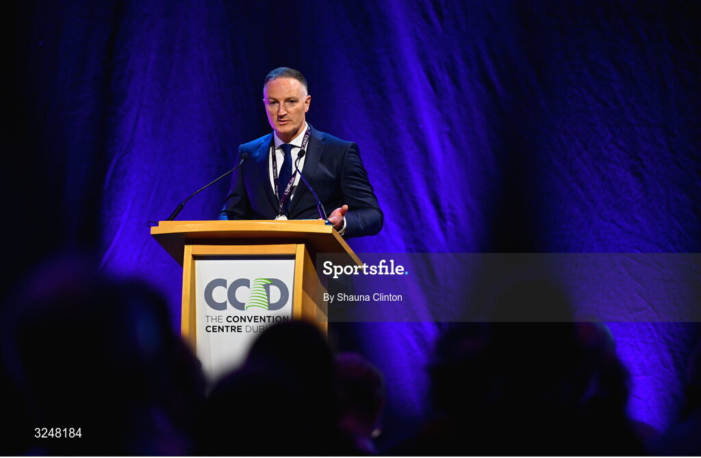 27 September 2025; UPMC Whitfield Hospital consultant orthopaedic surgeon Mr Fiachra Rowan during the UPMC Orthopaedic Care and Sports Medicine Conference at The Convention Centre in Dublin. Photo by Shauna Clinton/Sportsfile