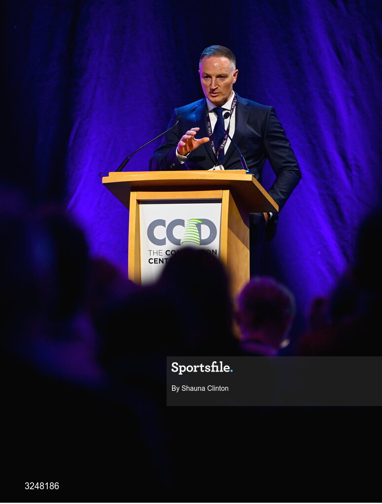 27 September 2025; UPMC Whitfield Hospital consultant orthopaedic surgeon Mr Fiachra Rowan during the UPMC Orthopaedic Care and Sports Medicine Conference at The Convention Centre in Dublin. Photo by Shauna Clinton/Sportsfile