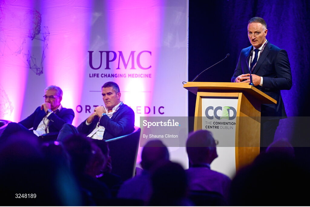 27 September 2025; UPMC Whitfield Hospital consultant orthopaedic surgeon Mr Fiachra Rowan during the UPMC Orthopaedic Care and Sports Medicine Conference at The Convention Centre in Dublin. Photo by Shauna Clinton/Sportsfile