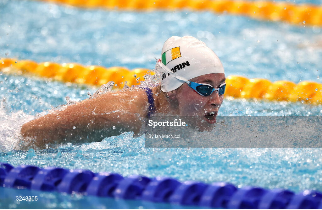 27 September 2025; Roisin Ni Riain of team Ireland competes in the final of the Women’s 200m Medley SM13 during day seven of the Toyota World Para Swimming Championships at the OCBC Aquatic Centre in Singapore. Photo by Ian MacNicol/Sportsfile