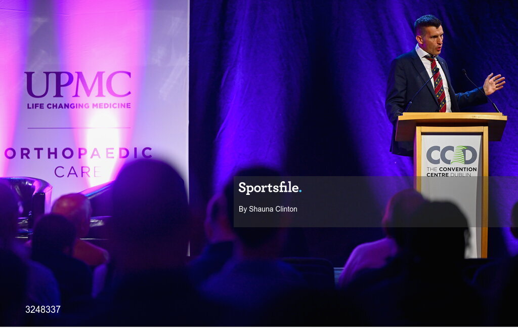 27 September 2025; UPMC Sports Surgery Clinic consultant orthopaedic surgeon Sam Lynch during the UPMC Orthopaedic Care and Sports Medicine Conference at The Convention Centre in Dublin. Photo by Shauna Clinton/Sportsfile