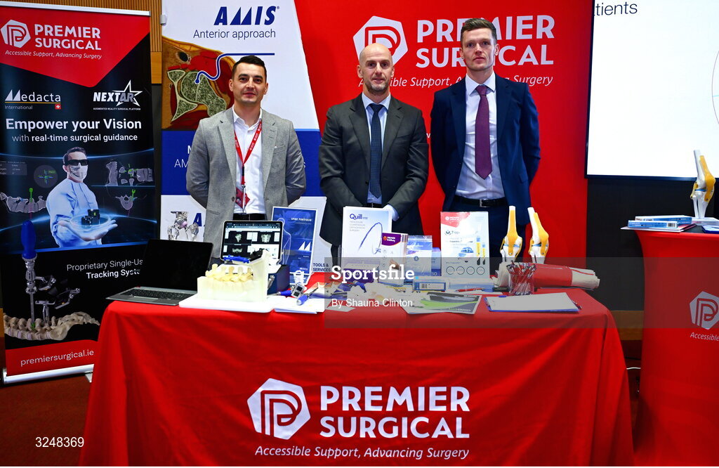 27 September 2025; A general view of the Premier Surgical stand during the UPMC Orthopaedic Care and Sports Medicine Conference at The Convention Centre in Dublin. Photo by Shauna Clinton/Sportsfile
