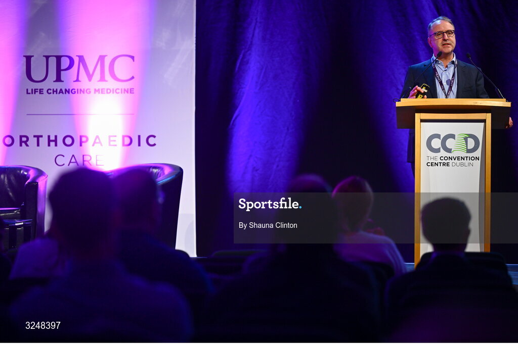 27 September 2025; UPMC Sports Surgery Clinic consultant neurosurgeon Michael Kelleher during the UPMC Orthopaedic Care and Sports Medicine Conference at The Convention Centre in Dublin. Photo by Shauna Clinton/Sportsfile