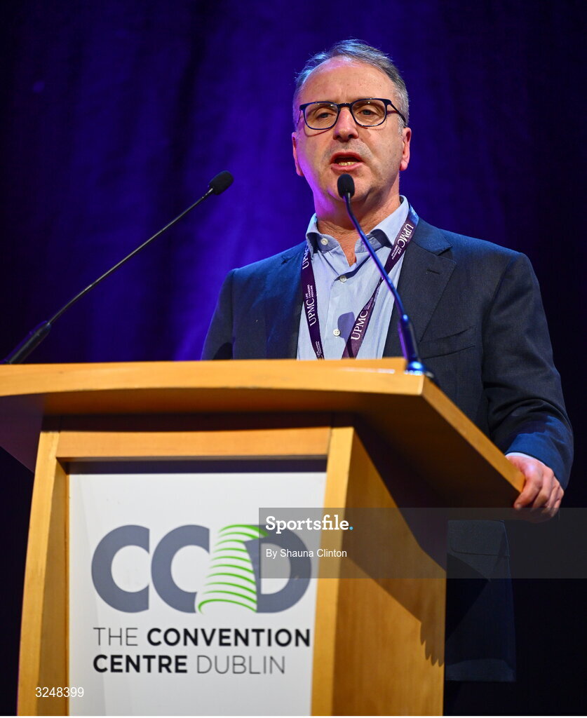 27 September 2025; UPMC Sports Surgery Clinic consultant neurosurgeon Michael Kelleher during the UPMC Orthopaedic Care and Sports Medicine Conference at The Convention Centre in Dublin. Photo by Shauna Clinton/Sportsfile