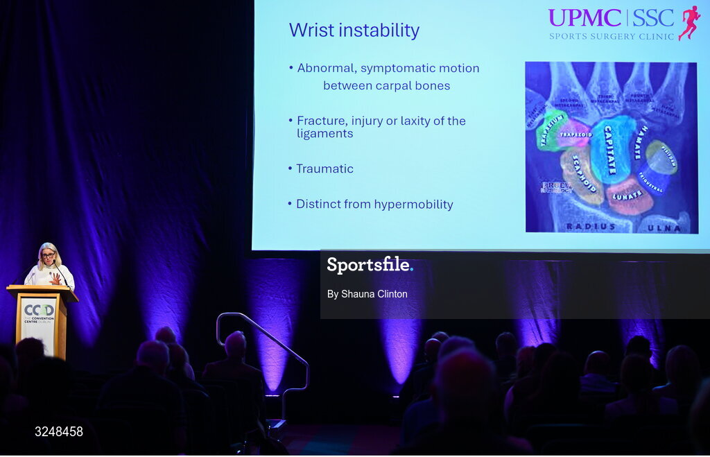 27 September 2025; UPMC Sports Surgery Clinic consultant orthopaedic surgeon Ann Maria Byrne during the UPMC Orthopaedic Care and Sports Medicine Conference at The Convention Centre in Dublin. Photo by Shauna Clinton/Sportsfile