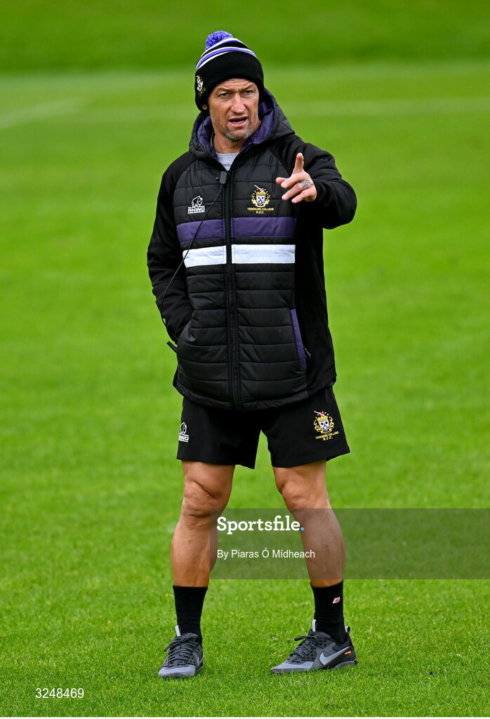27 September 2025; Terenure College RFC head coach Carlos Spencer before the Energia All-Ireland League Division 1A match between UCD and Terenure College RFC at UCD Bowl in Dublin. Photo by Piaras Ó Mídheach/Sportsfile