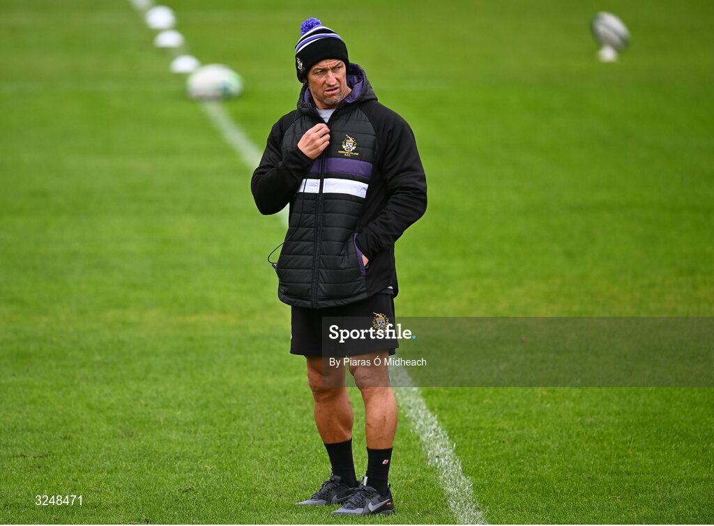 27 September 2025; Terenure College RFC head coach Carlos Spencer before the Energia All-Ireland League Division 1A match between UCD and Terenure College RFC at UCD Bowl in Dublin. Photo by Piaras Ó Mídheach/Sportsfile