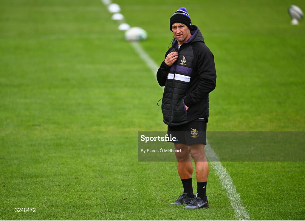 27 September 2025; Terenure College RFC head coach Carlos Spencer before the Energia All-Ireland League Division 1A match between UCD and Terenure College RFC at UCD Bowl in Dublin. Photo by Piaras Ó Mídheach/Sportsfile