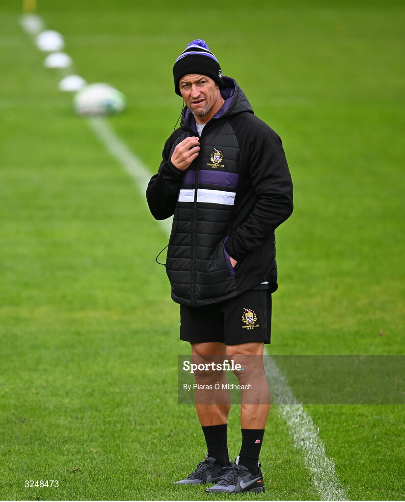 27 September 2025; Terenure College RFC head coach Carlos Spencer before the Energia All-Ireland League Division 1A match between UCD and Terenure College RFC at UCD Bowl in Dublin. Photo by Piaras Ó Mídheach/Sportsfile