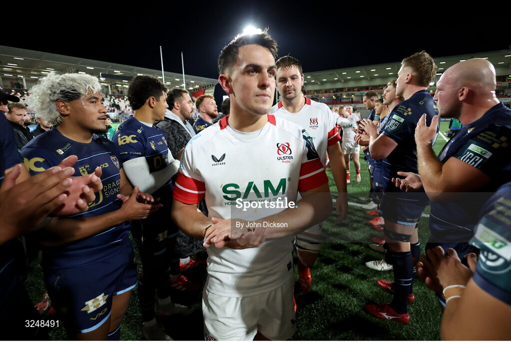 26 September 2025; James Hume of Ulster after the United Rugby Championship match between Ulster and Dragons at Affidea Stadium in Belfast. Photo by John Dickson/Sportsfile