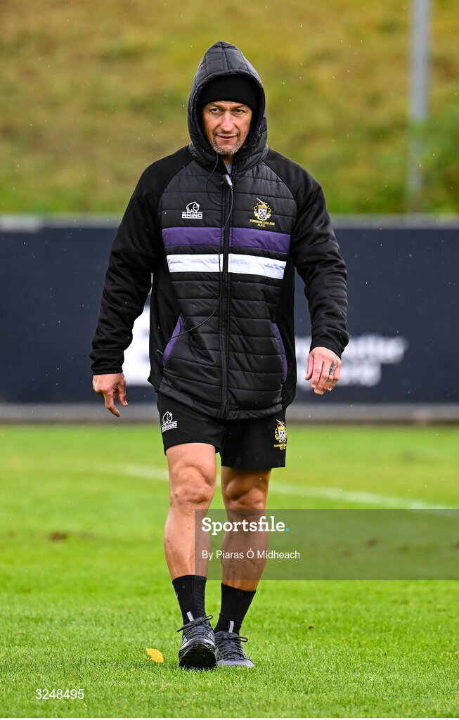 27 September 2025; Terenure College RFC head coach Carlos Spencer before the Energia All-Ireland League Division 1A match between UCD and Terenure College RFC at UCD Bowl in Dublin. Photo by Piaras Ó Mídheach/Sportsfile