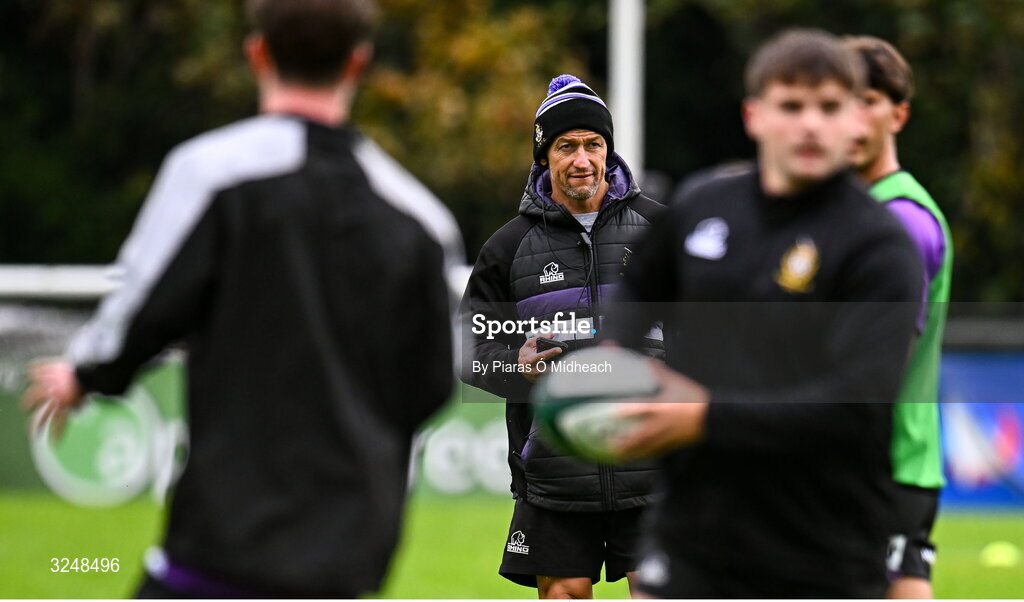 27 September 2025; Terenure College RFC head coach Carlos Spencer before the Energia All-Ireland League Division 1A match between UCD and Terenure College RFC at UCD Bowl in Dublin. Photo by Piaras Ó Mídheach/Sportsfile