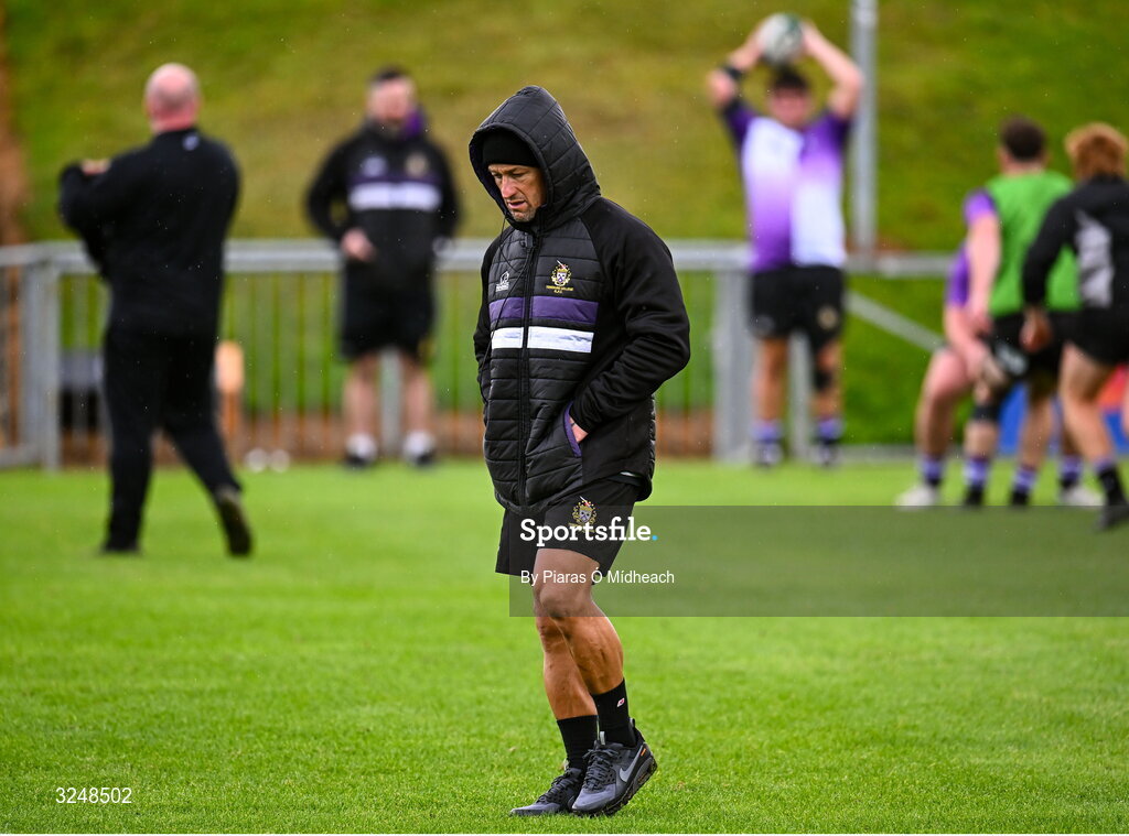 27 September 2025; Terenure College RFC head coach Carlos Spencer before the Energia All-Ireland League Division 1A match between UCD and Terenure College RFC at UCD Bowl in Dublin. Photo by Piaras Ó Mídheach/Sportsfile