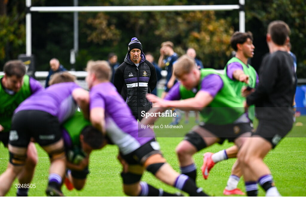 27 September 2025; Terenure College RFC head coach Carlos Spencer before the Energia All-Ireland League Division 1A match between UCD and Terenure College RFC at UCD Bowl in Dublin. Photo by Piaras Ó Mídheach/Sportsfile