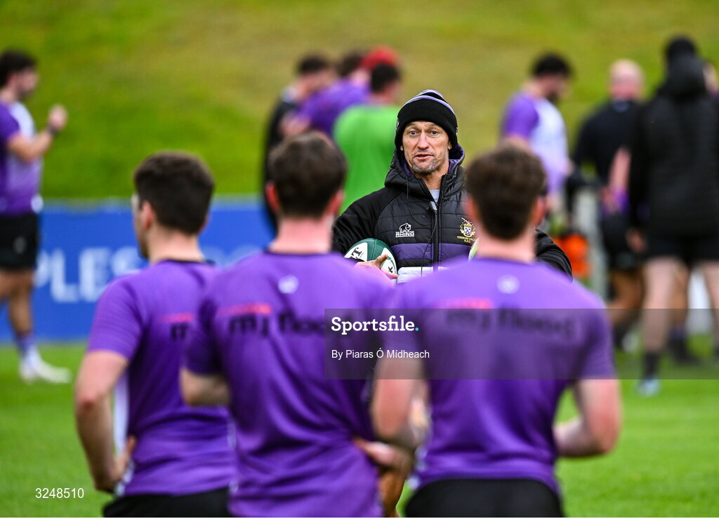 27 September 2025; Terenure College RFC head coach Carlos Spencer before the Energia All-Ireland League Division 1A match between UCD and Terenure College RFC at UCD Bowl in Dublin. Photo by Piaras Ó Mídheach/Sportsfile