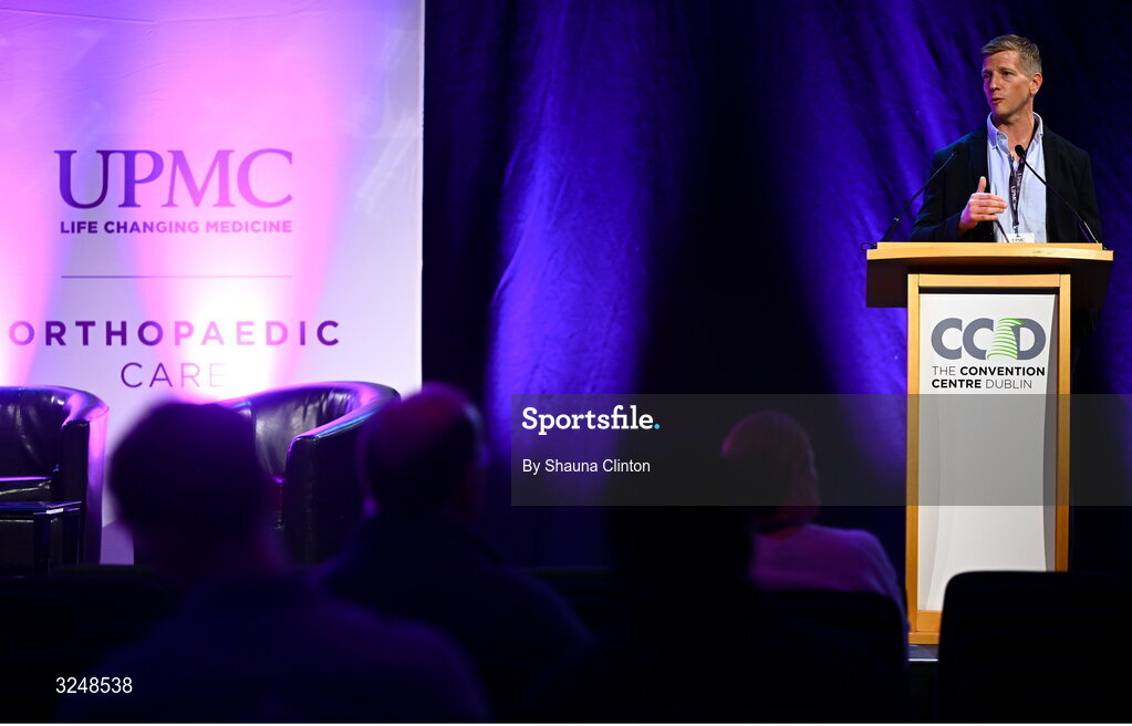 27 September 2025; UPMC Sports Surgery Clinic head of rehabilitation at the sports medicine department Sam Baida PhD during the UPMC Orthopaedic Care and Sports Medicine Conference at The Convention Centre in Dublin. Photo by Shauna Clinton/Sportsfile