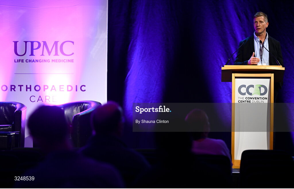 27 September 2025; UPMC Sports Surgery Clinic head of rehabilitation at the sports medicine department Sam Baida PhD during the UPMC Orthopaedic Care and Sports Medicine Conference at The Convention Centre in Dublin. Photo by Shauna Clinton/Sportsfile