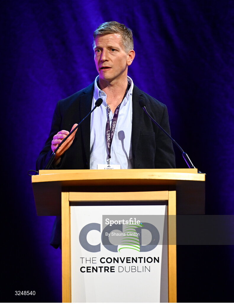 27 September 2025; UPMC Sports Surgery Clinic head of rehabilitation at the sports medicine department Sam Baida PhD during the UPMC Orthopaedic Care and Sports Medicine Conference at The Convention Centre in Dublin. Photo by Shauna Clinton/Sportsfile