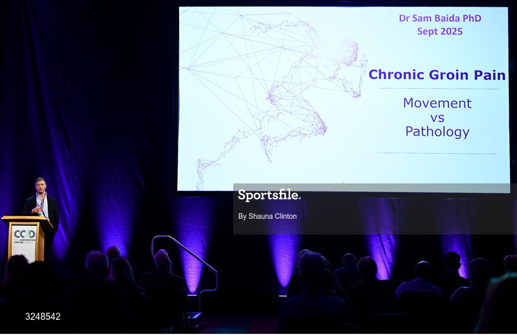 27 September 2025; UPMC Sports Surgery Clinic head of rehabilitation at the sports medicine department Sam Baida PhD during the UPMC Orthopaedic Care and Sports Medicine Conference at The Convention Centre in Dublin. Photo by Shauna Clinton/Sportsfile