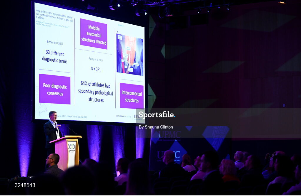 27 September 2025; UPMC Sports Surgery Clinic head of rehabilitation at the sports medicine department Sam Baida PhD during the UPMC Orthopaedic Care and Sports Medicine Conference at The Convention Centre in Dublin. Photo by Shauna Clinton/Sportsfile