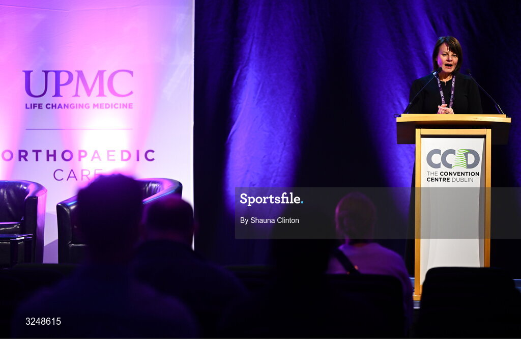 27 September 2025; UPMC Sports Surgery Clinic general manager Fiona Roche during the UPMC Orthopaedic Care and Sports Medicine Conference at The Convention Centre in Dublin. Photo by Shauna Clinton/Sportsfile
