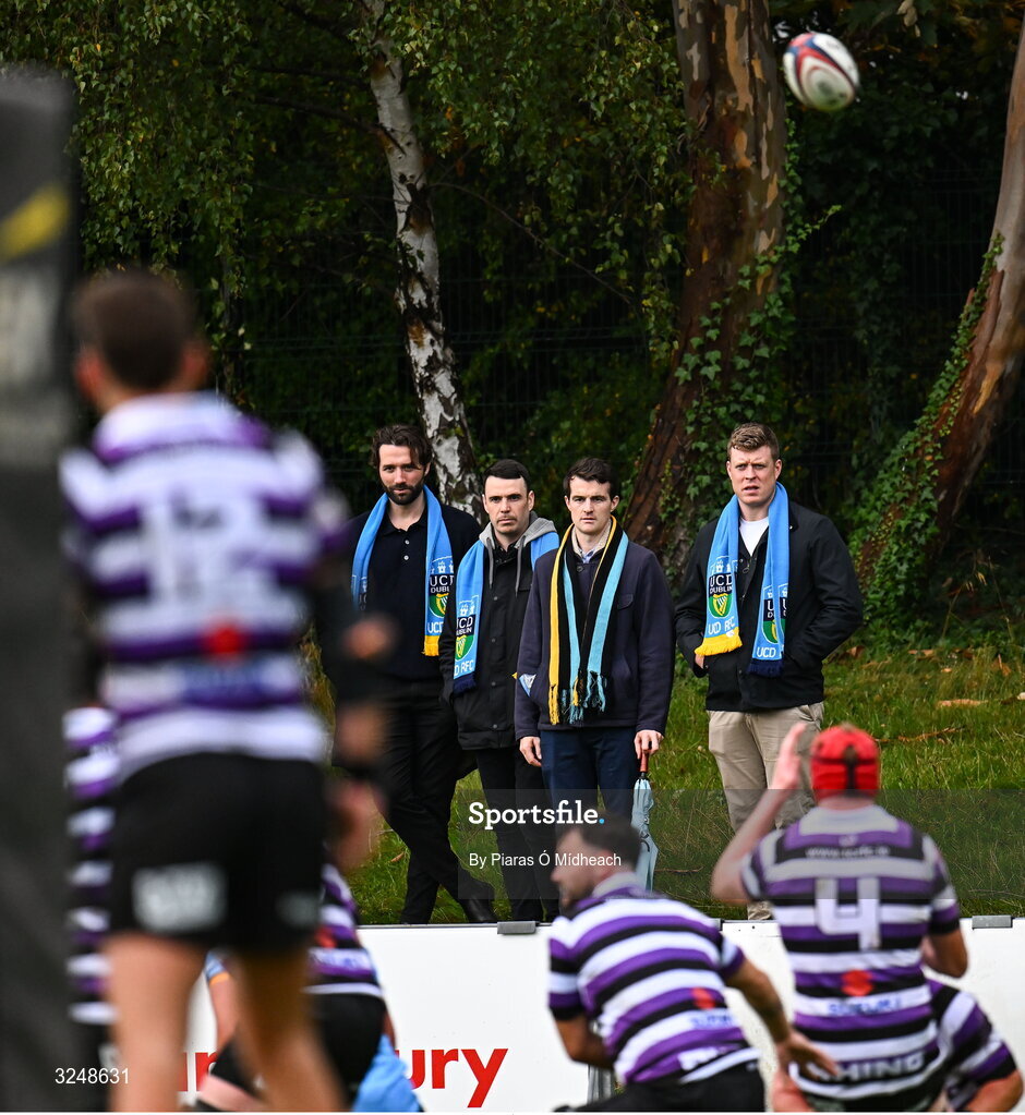 27 September 2025; UCD supporters during the Energia All-Ireland League Division 1A match between UCD and Terenure College RFC at UCD Bowl in Dublin. Photo by Piaras Ó Mídheach/Sportsfile