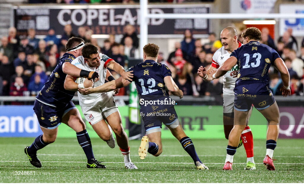 26 September 2025; James Hume of Ulster in action during the United Rugby Championship match between Ulster and Dragons at Affidea Stadium in Belfast. Photo by John Dickson/Sportsfile