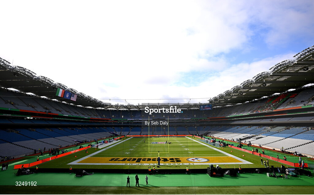 28 September 2025; A general view inside the stadium before the 2025 NFL International Game between the Pittsburgh Steelers and the Minnesota Vikings at Croke Park in Dublin. Photo by Seb Daly/Sportsfile