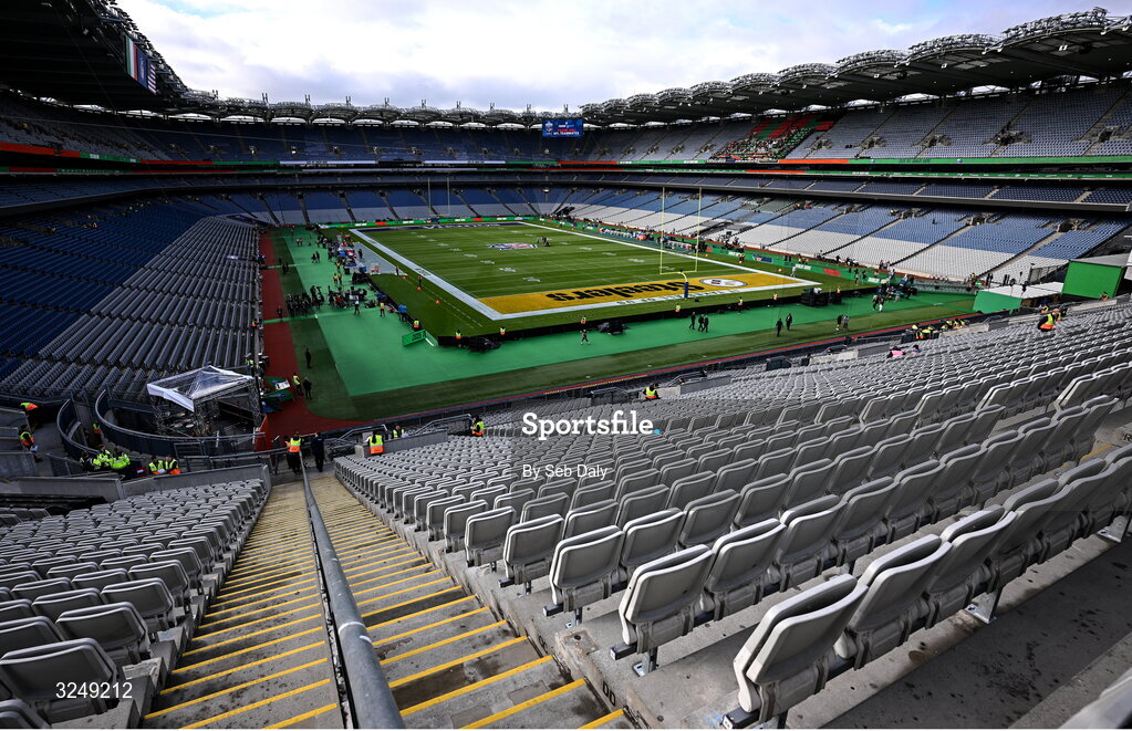 28 September 2025; A general view inside the stadium before the 2025 NFL International Game between the Pittsburgh Steelers and the Minnesota Vikings at Croke Park in Dublin. Photo by Seb Daly/Sportsfile