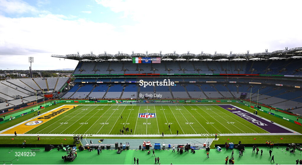 28 September 2025; A general view inside the stadium before the 2025 NFL International Game between the Pittsburgh Steelers and the Minnesota Vikings at Croke Park in Dublin. Photo by Seb Daly/Sportsfile