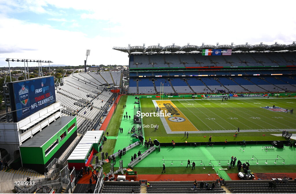 28 September 2025; A general view inside the stadium before the 2025 NFL International Game between the Pittsburgh Steelers and the Minnesota Vikings at Croke Park in Dublin. Photo by Seb Daly/Sportsfile