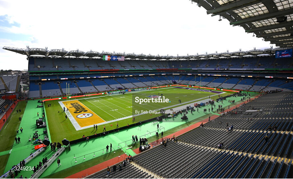 28 September 2025; A general view inside the stadium before the 2025 NFL International Game between the Pittsburgh Steelers and the Minnesota Vikings at Croke Park in Dublin. Photo by Seb Daly/Sportsfile