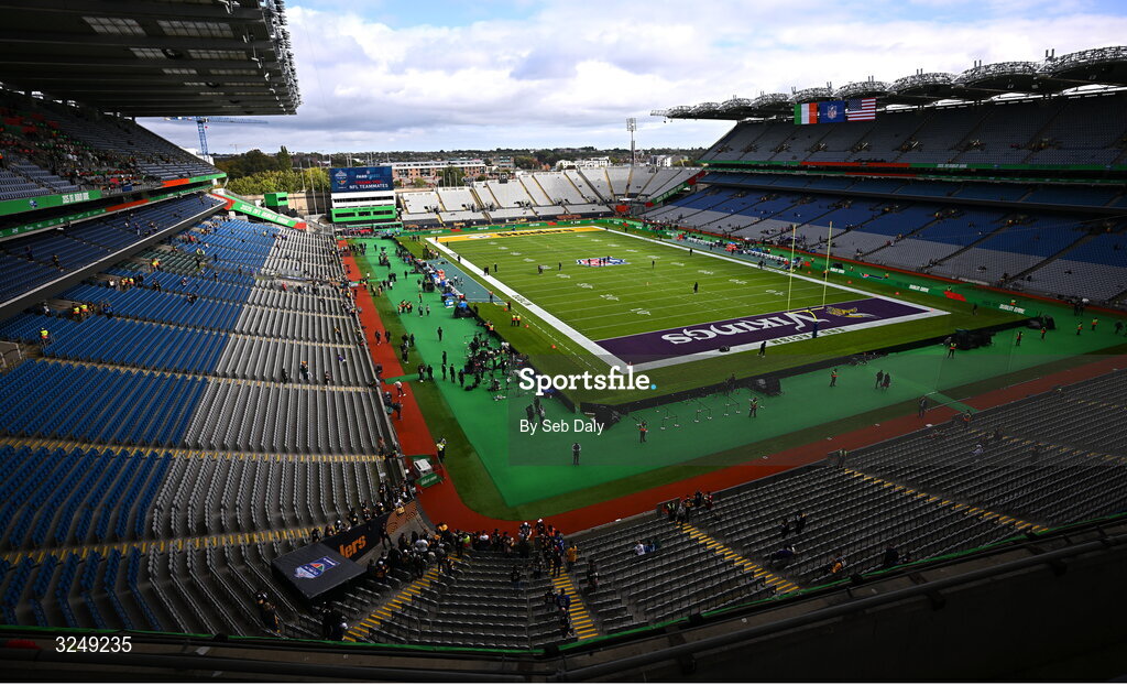 28 September 2025; A general view inside the stadium before the 2025 NFL International Game between the Pittsburgh Steelers and the Minnesota Vikings at Croke Park in Dublin. Photo by Seb Daly/Sportsfile