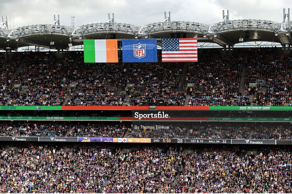 28 September 2025; A general view of Croke Park during the 2025 NFL International Game between the Pittsburgh Steelers and the Minnesota Vikings at Croke Park in Dublin. Photo by Thomas Flinkow/Sportsfile
