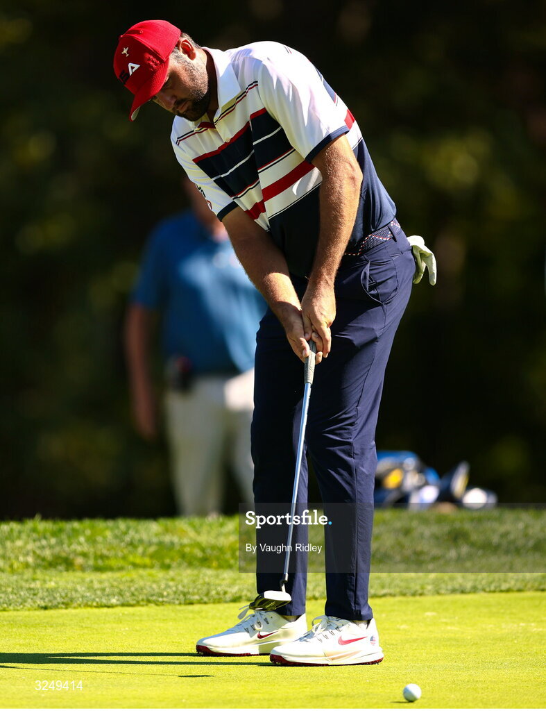28 September 2025; Scottie Scheffler of USA putts on the third green during the singles matches on day three of the 2025 Ryder Cup at Black Course at Bethpage State Park Golf Course in Farmingdale, New York, USA. Photo by Vaughn Ridley/Sportsfile