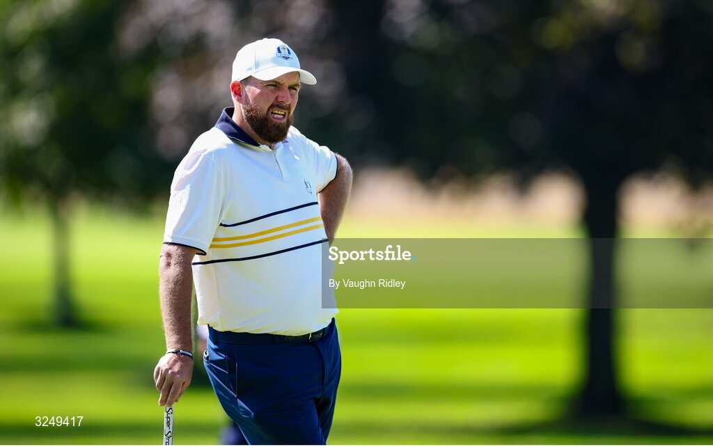 28 September 2025; Shane Lowry of Europe during the singles matches on day three of the 2025 Ryder Cup at Black Course at Bethpage State Park Golf Course in Farmingdale, New York, USA. Photo by Vaughn Ridley/Sportsfile