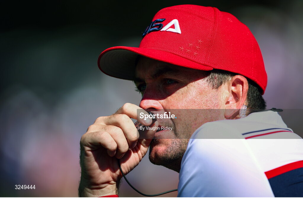 28 September 2025; USA captain Keegan Bradley during the singles matches on day three of the 2025 Ryder Cup at Black Course at Bethpage State Park Golf Course in Farmingdale, New York, USA. Photo by Vaughn Ridley/Sportsfile
