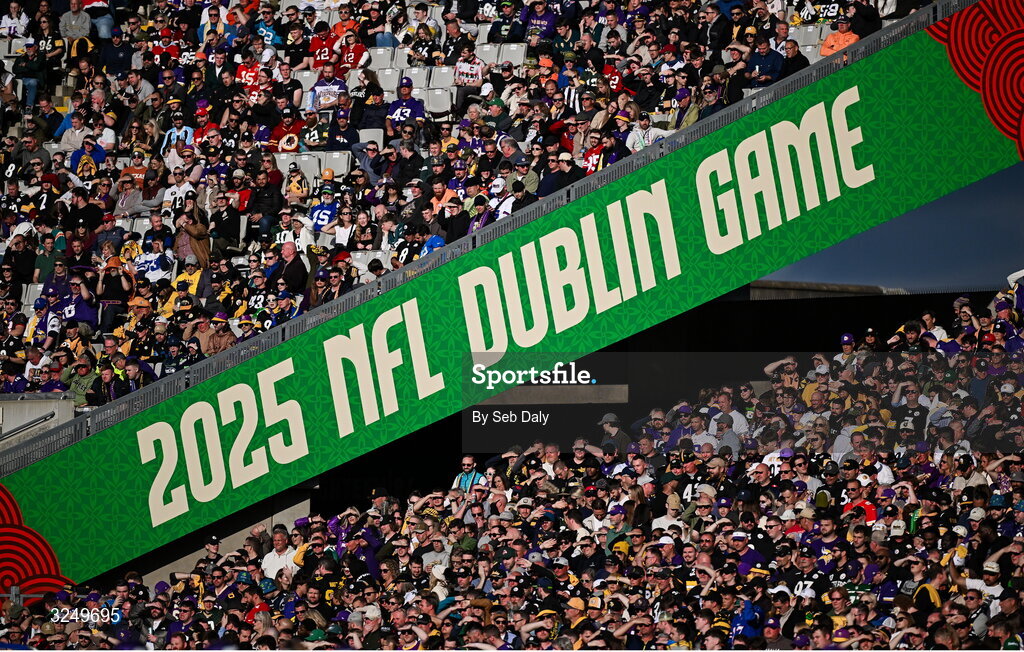 28 September 2025; Branding during the 2025 NFL International Game between the Pittsburgh Steelers and the Minnesota Vikings at Croke Park in Dublin. Photo by Seb Daly/Sportsfile